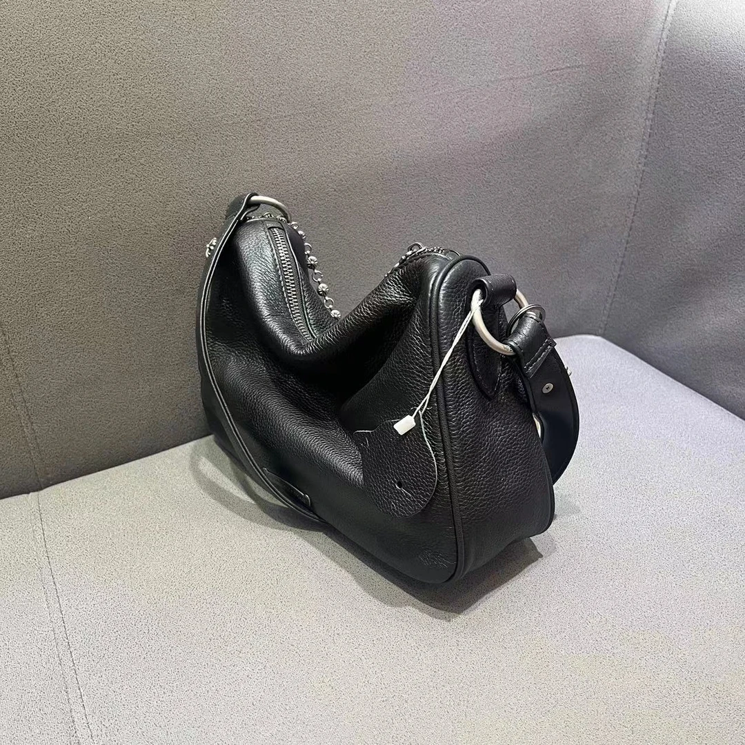 【A208-G121】新款休闲时尚百搭真皮手提女士黑色手提单肩包