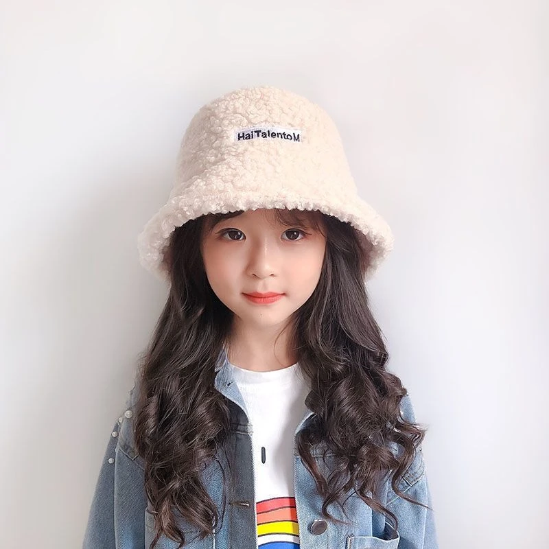 儿童帽子秋冬款羊羔绒渔夫帽男女童时尚洋气盆帽小孩休闲百搭帽子
