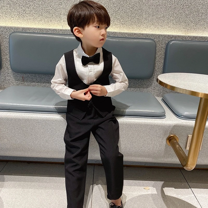 男童礼服2025春夏马甲西装套装儿童钢琴演出服宝宝周岁生日摄影服