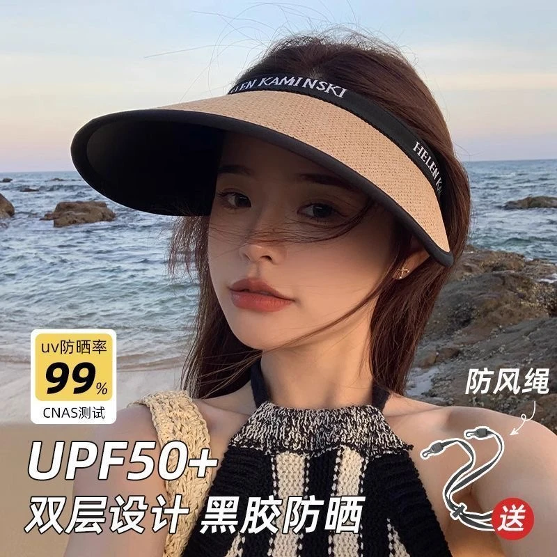 夏天帽子防晒户外百搭夏季太阳帽防紫外线遮脸韩版骑车网红无顶帽