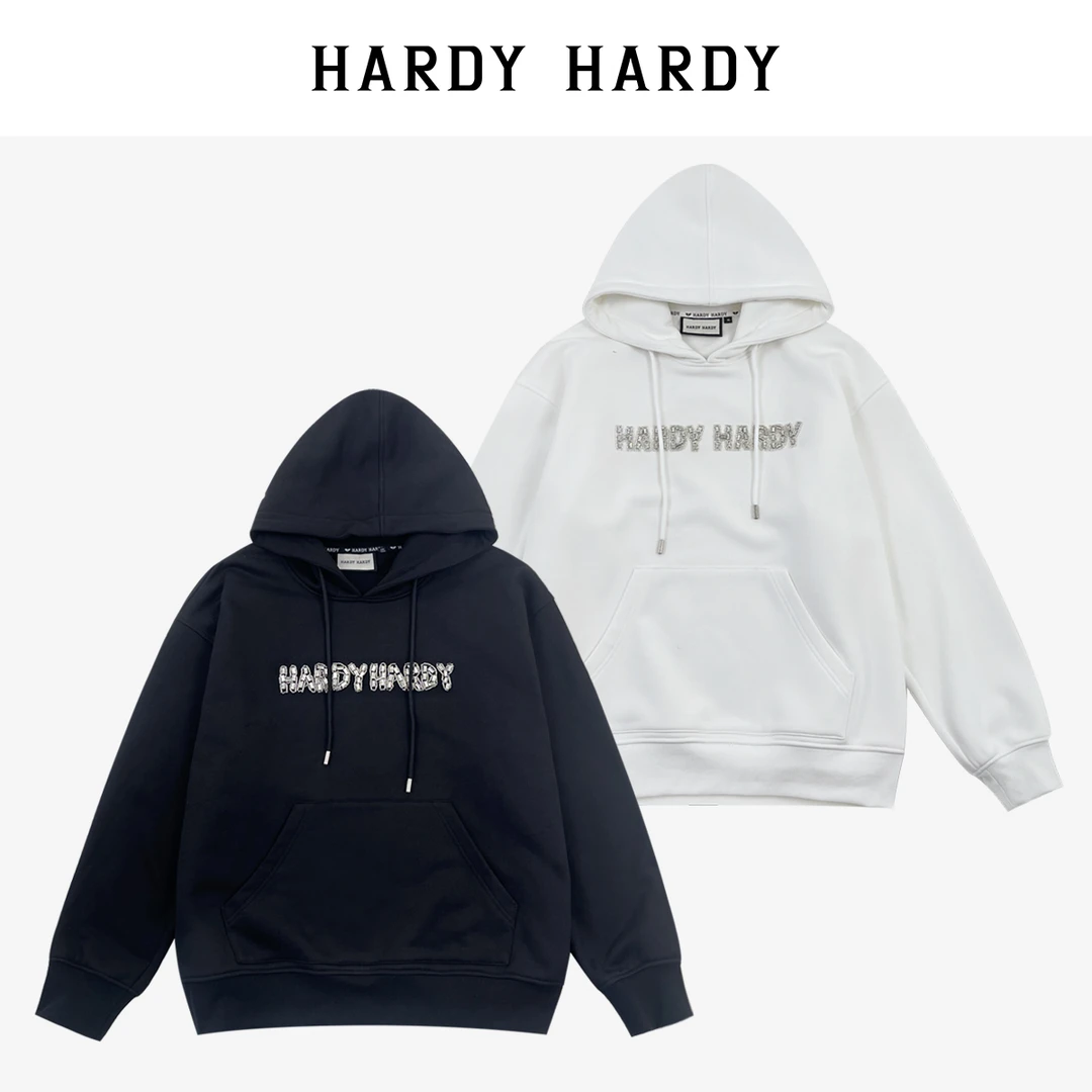 HARDY HARDY秋冬宽松重工手工钉钻字母连帽卫衣男女同款加绒帽衫