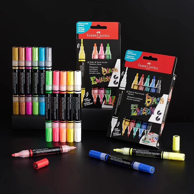 德国辉柏嘉丙烯马克笔美术专用双头记号笔不透色可叠色水性涂鸦笔