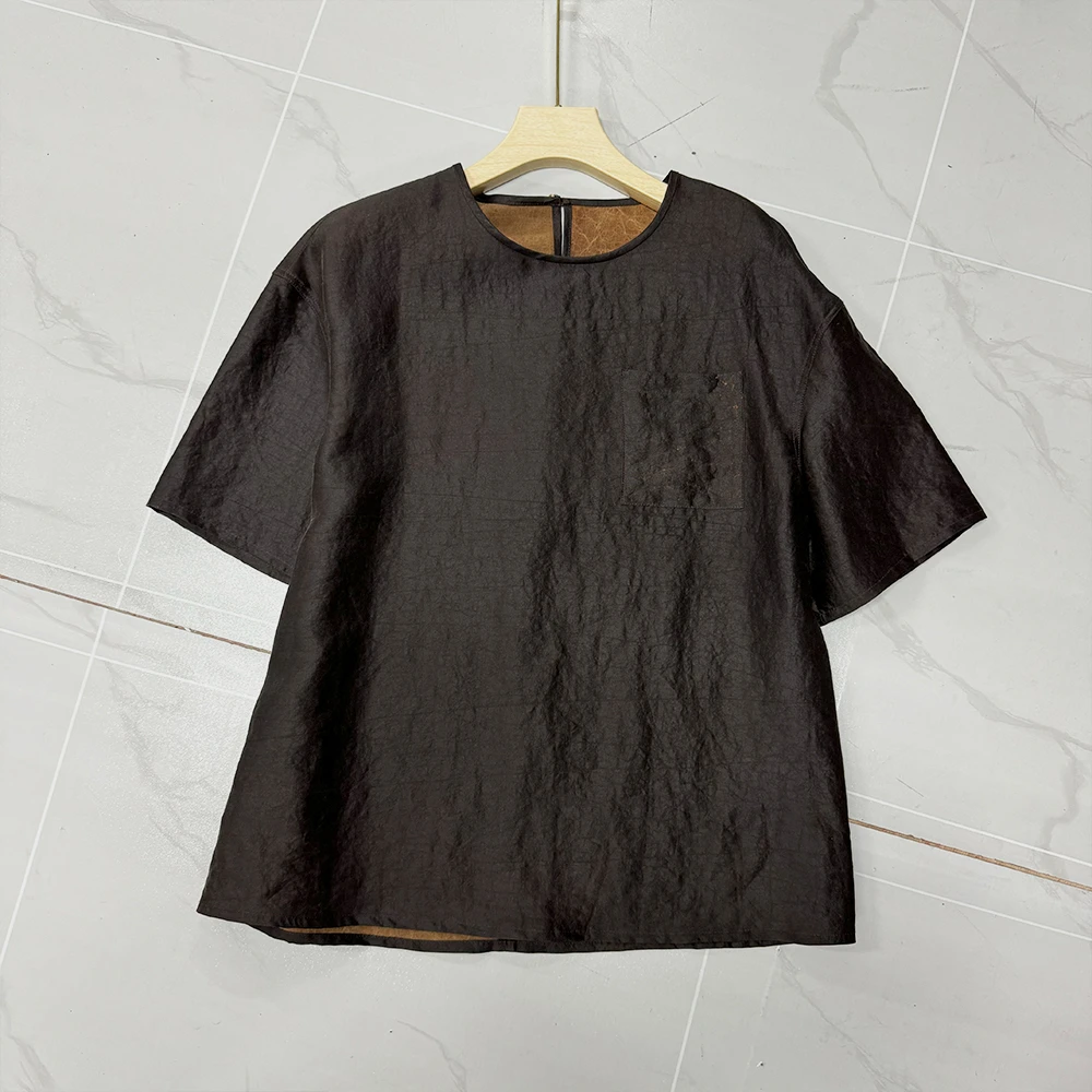 【FF】百搭款原色龟裂纹圆领夏季宽松T恤