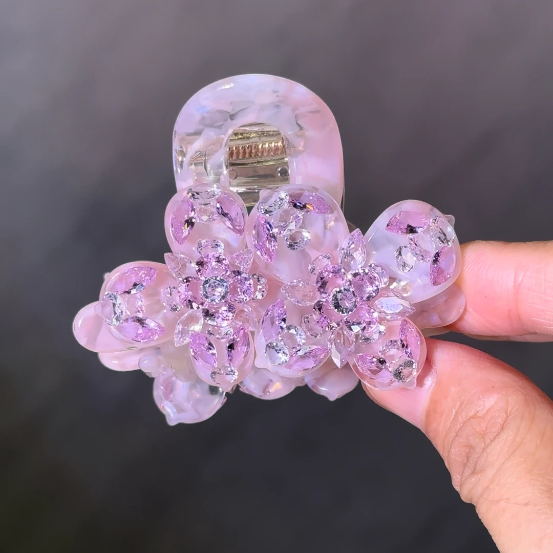 花花原创 粉白桃花抓夹