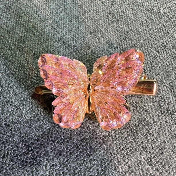 花花原创 渐变蝴蝶粉色鸭嘴夹