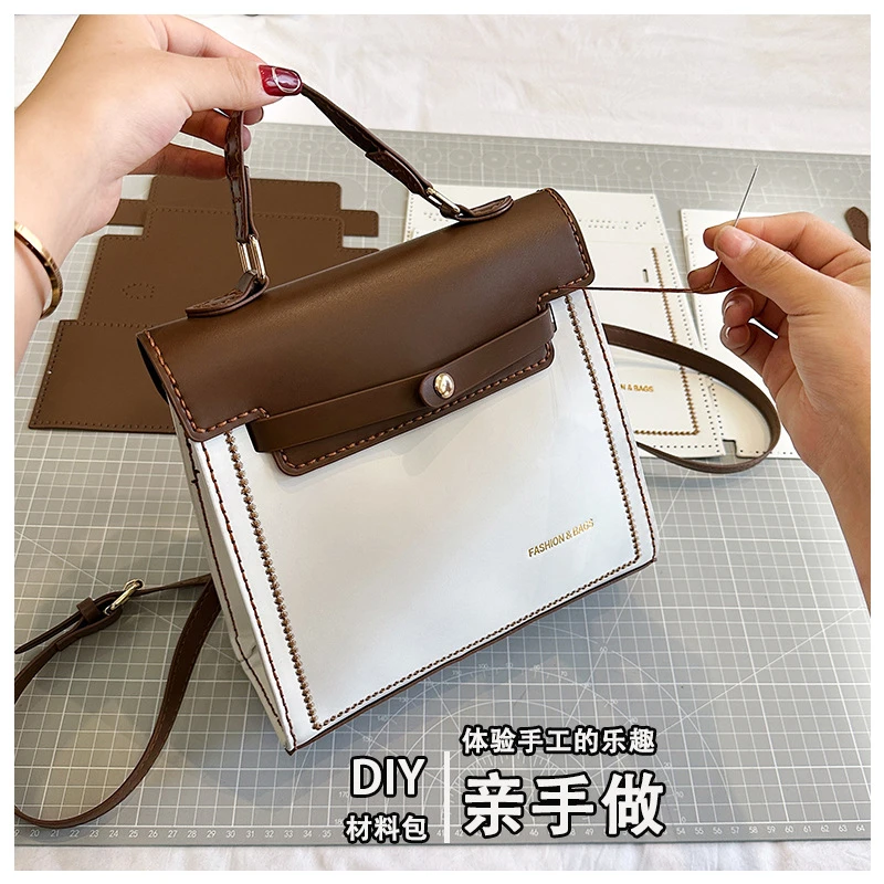 diy材料包手工礼物卡通自制凯莉包编织新款撞色双肩背包学生书包