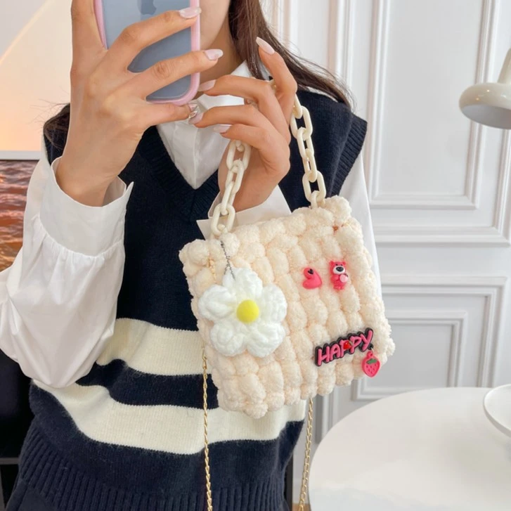 DIY毛绒绒包包编织网红少女秋冬百搭时尚单肩毛毛包送女友礼物