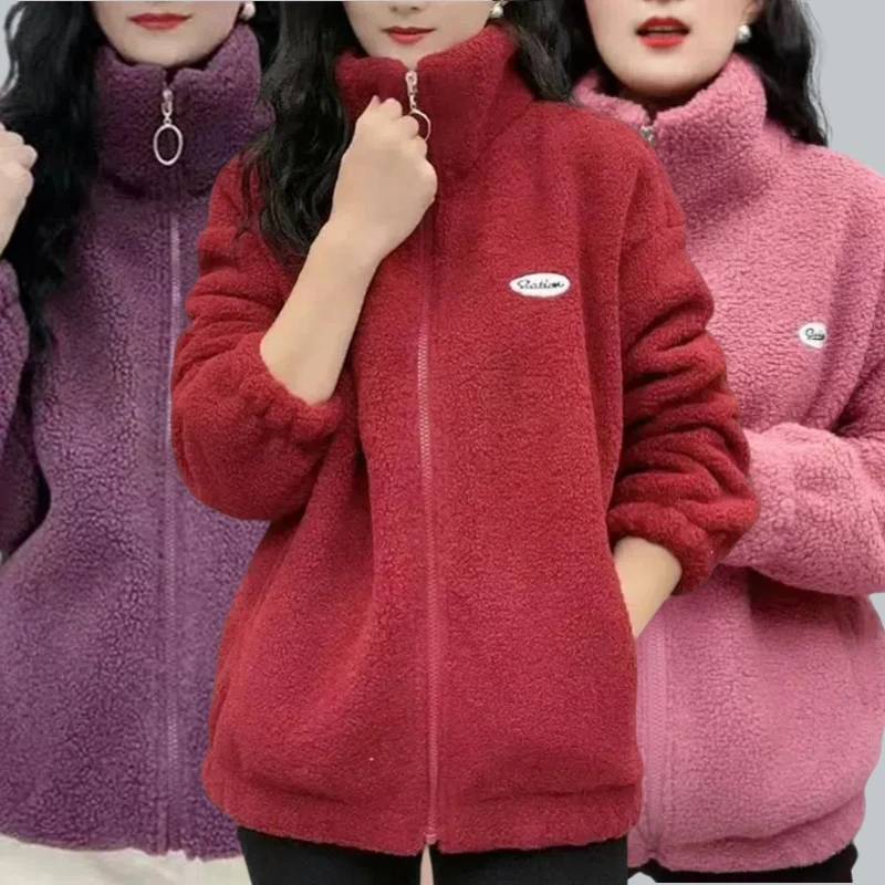 冬款【加绒加厚】防风保暖宽松大码颗粒双绒一体厚外套LW-12318