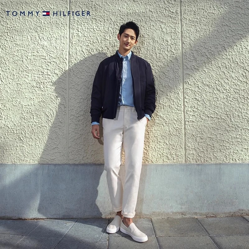 【易打理斜纹】Tommy 男1985一字袋微弹商务直筒休闲西裤25964