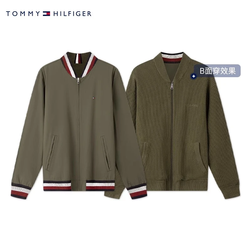 【防风防水】Tommy男装双面穿拼色棒球领飞行员透气夹克外套36778