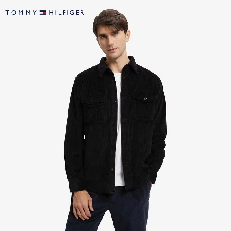Tommy新款男士舒适灯芯绒纽扣长袖衬衫外套美拉德风格28347