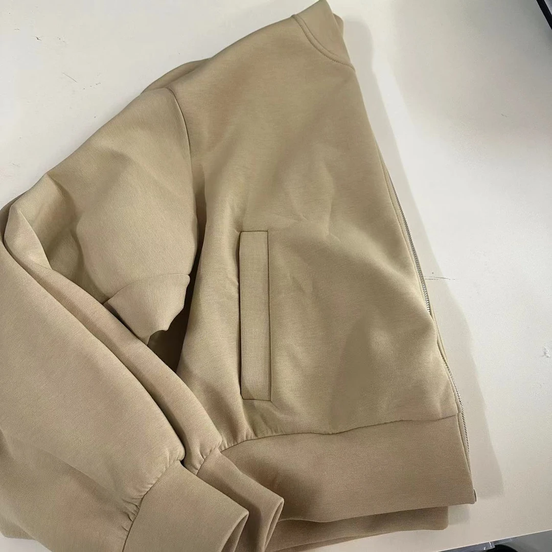 女士春季长袖太空棉短款棒球领外套