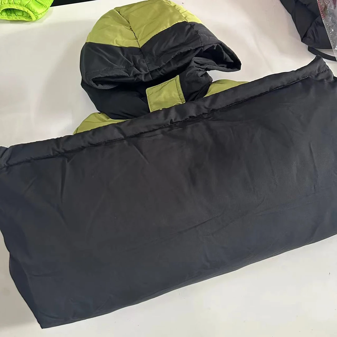 儿童冬季中长款羽绒服翠绿拼黑款
