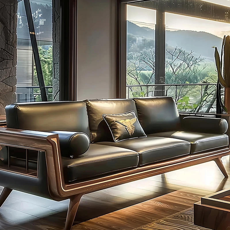 新中式罗汉床实木沙发床客厅轻奢北美黑胡桃木现代简约家具贵妃榻