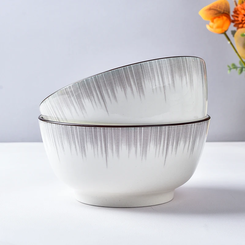 【粉丝福利】2只6英寸+2只渐变灰碗家用颜值陶瓷餐具面碗米饭碗汤