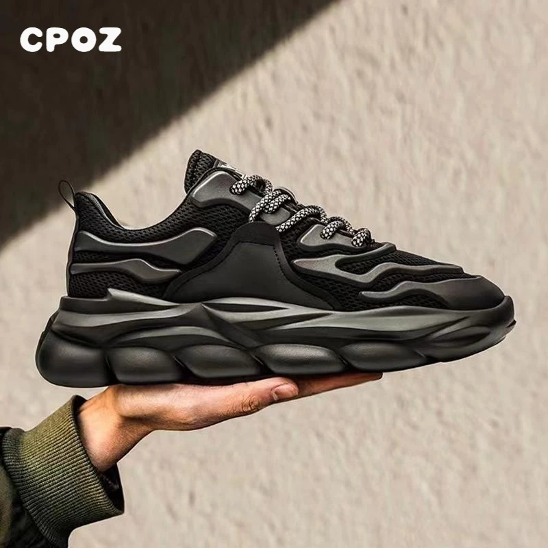 黑武士男运动鞋2024春秋新款网面透气跑步鞋休闲时尚百搭老爹潮鞋