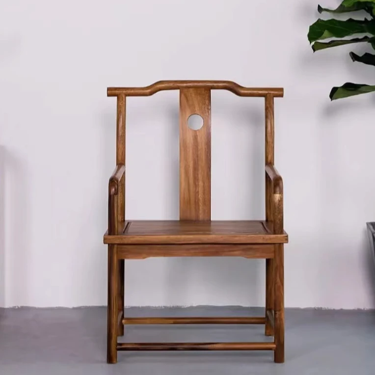 南美胡桃木新中式茶椅靠背椅梧栖主人椅家用简约茶桌椅茶椅实木椅