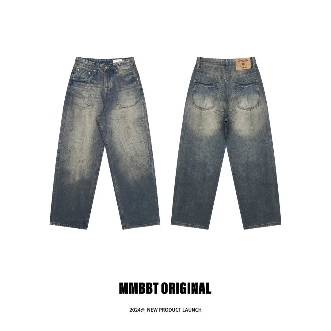 MMBBT【水洗做旧牛仔裤】潮牌复古裤子