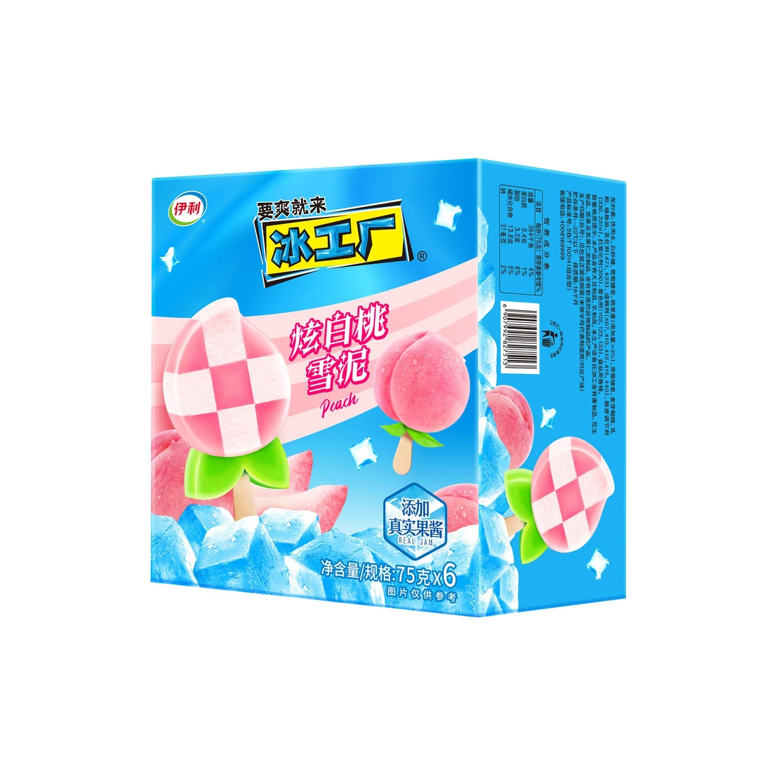 伊利冰工厂炫白桃雪泥(75克*6支)