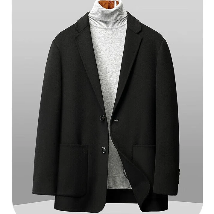 【直播专链】69男士时尚精品中长款韩版宽松秋冬季双面呢大衣商务