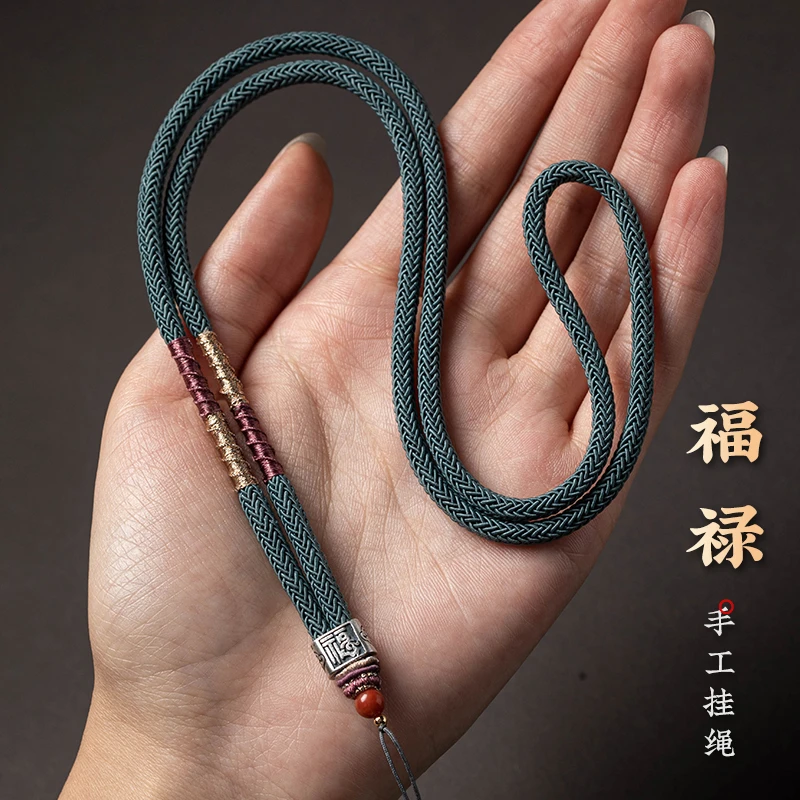 链子925银 毛衣链平安扣挂坠挂脖绳链925银招财挂坠