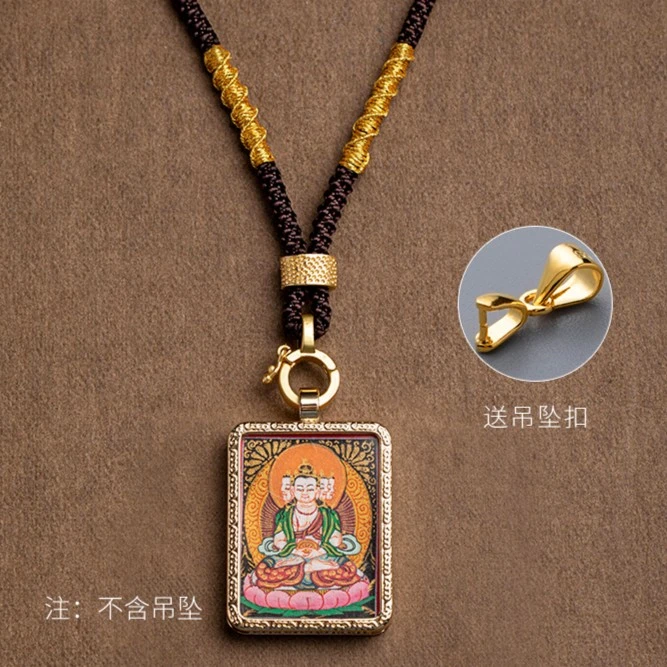 复古卡扣配万能扣挂绳佛公专用男士绳子项链编织吊坠挂绳