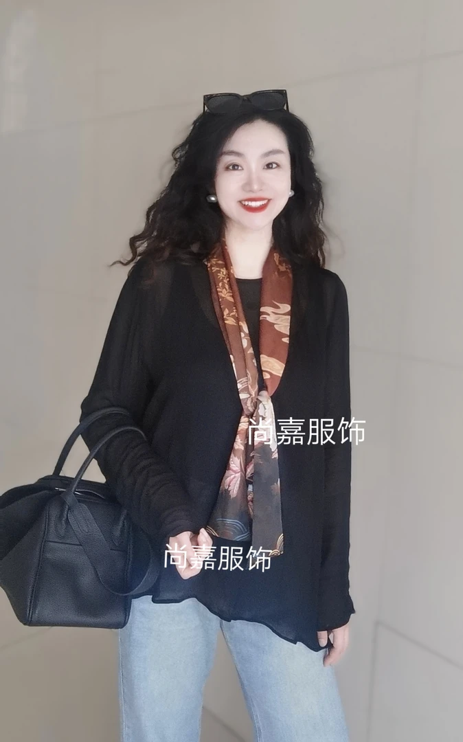 暖咖调香韵情缘新丝缎飘带百搭贵气长条巾