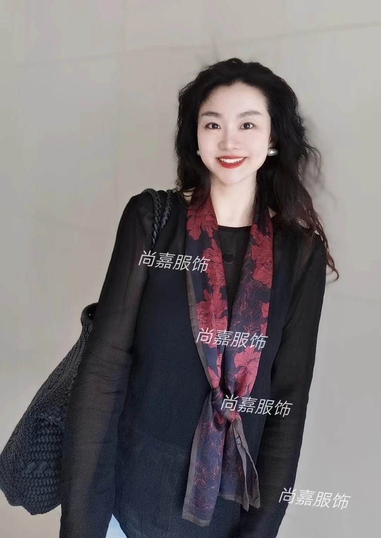【经典黑红配】气质款双层飘带长巾