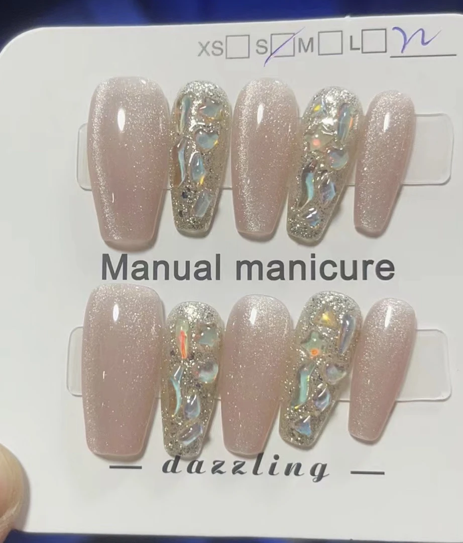 【蜜桃女孩】秋冬新款纯手工穿戴甲法式猫眼显白气质穿戴式美甲贴