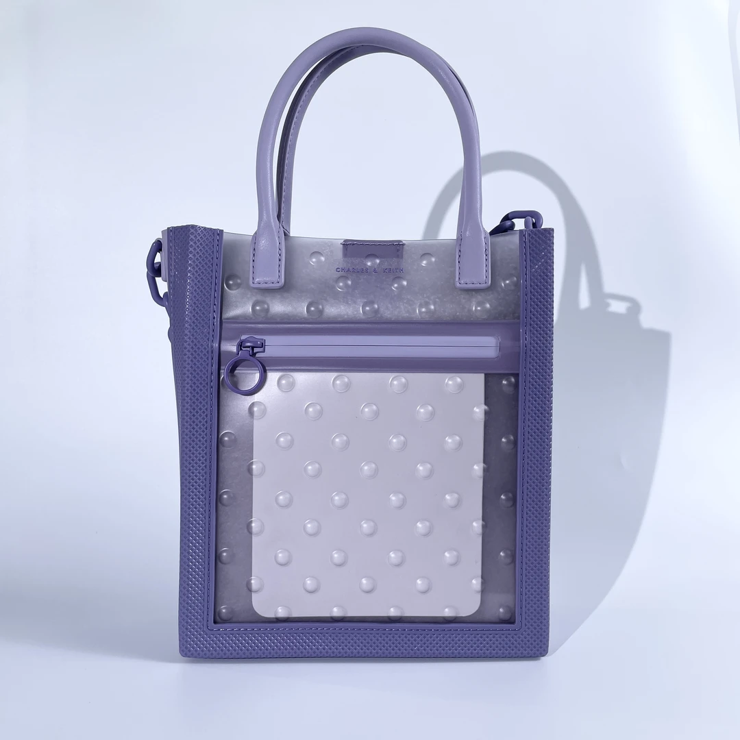 30781471浅紫色M女士链条果冻手提单肩托特包-杨灬