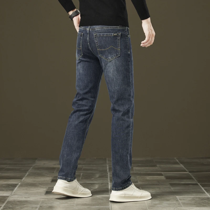 春季牛仔裤男士青年修身直筒弹力高端时尚百搭弹力休闲商务长裤潮