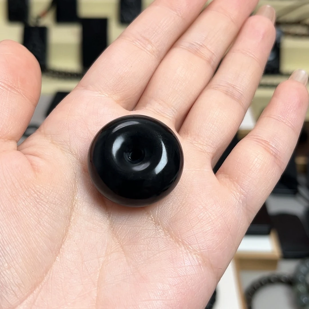 【闪购商品】和田玉(墨玉)平安扣未镶嵌用****9