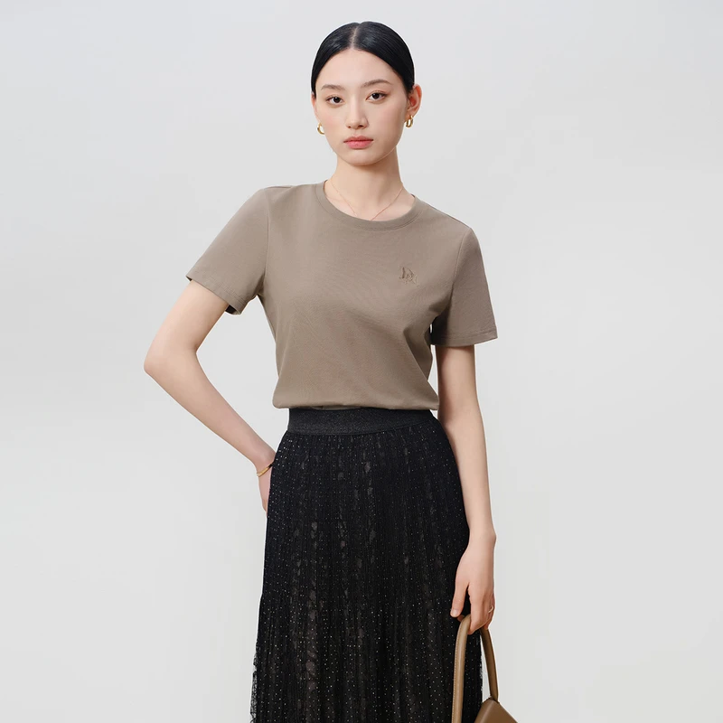 敦奴dunnu休闲洋气简约百搭气质T恤短款夏季FT230920