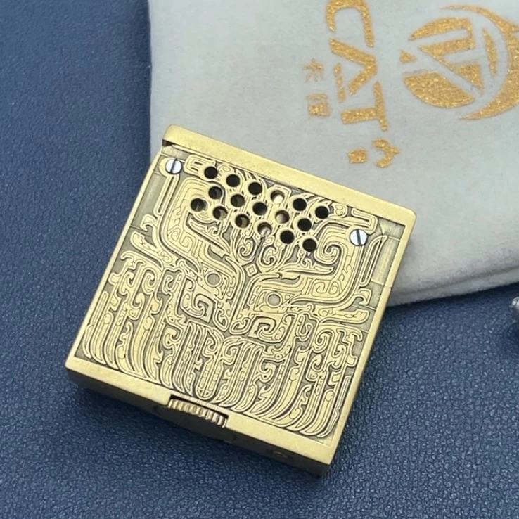 卡缇CATI 正品纯黄铜饕餮纹煤油打火机（新机无油Y）