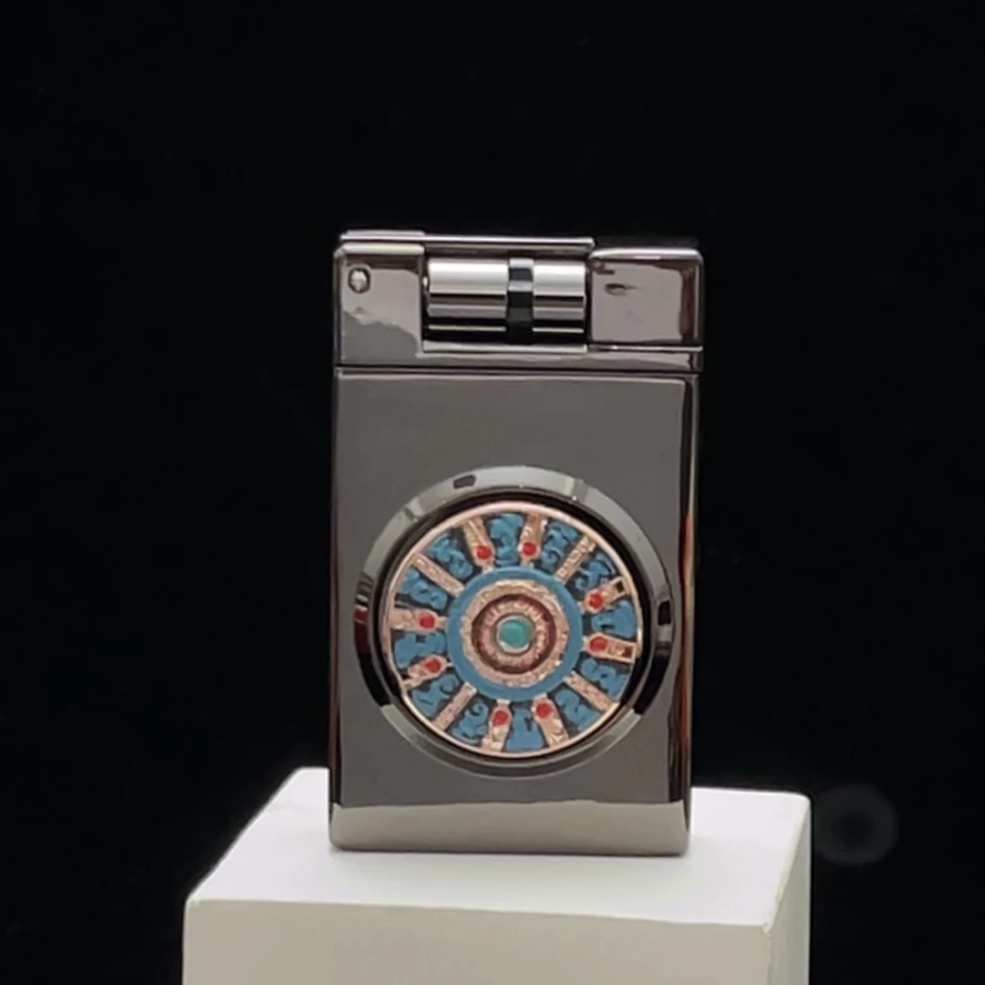 1601敦煌蓝花直冲打火机 黑镍