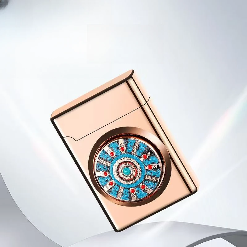 2102敦煌蓝花直冲打火机 金冰