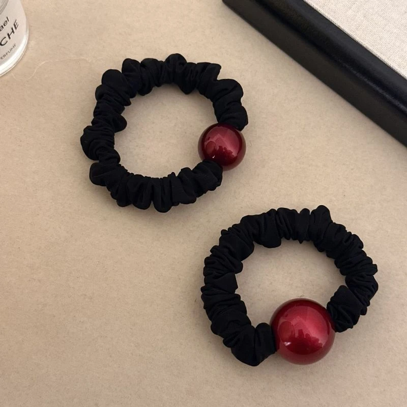 新年款人气红色小肠圈弹力发圈简约皮筋少女发绳气质丸子2036