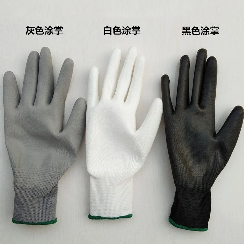 薄款PU涂掌手套耐磨防滑涂胶手套涂胶劳保工作手套透气防静电手套