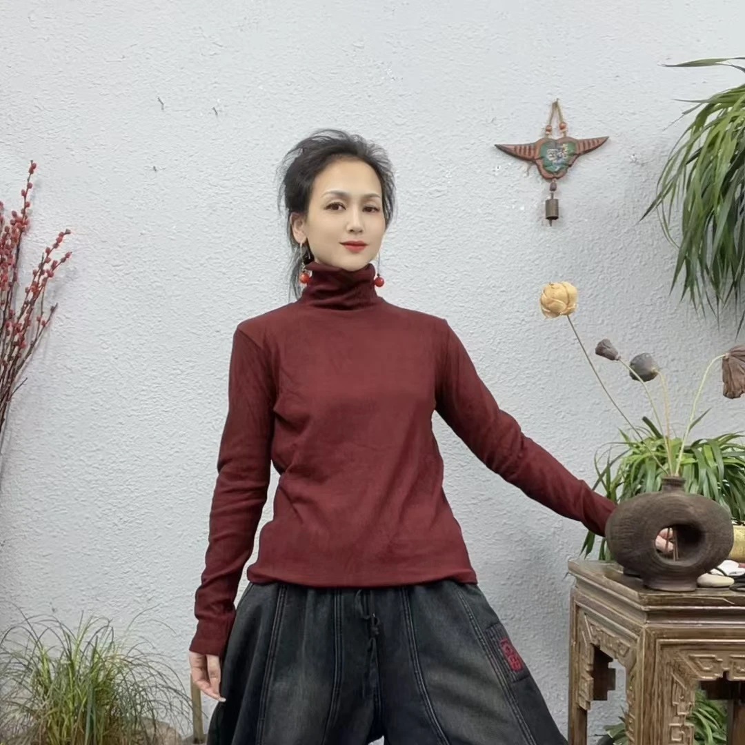 321螺纹棉双面磨毛高领光版修身打底上衣（长59胸围94-160