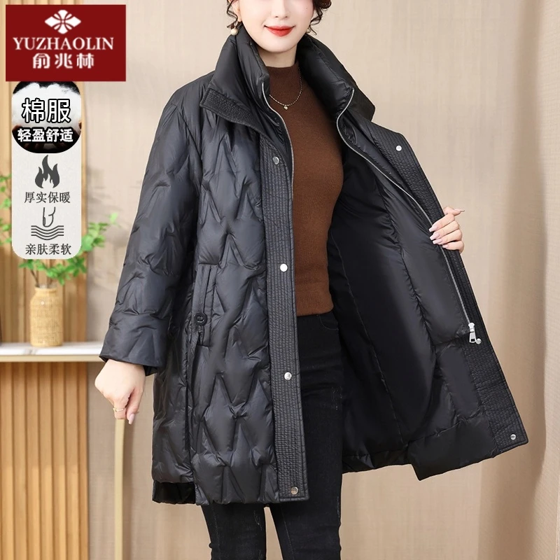 俞兆林妈妈冬装中长款棉服女时尚舒适气质中年保暖棉衣外套女棉衣