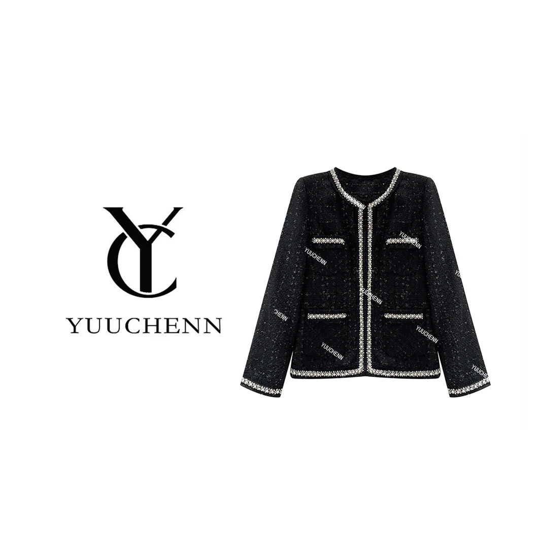 【 YUUCHENN】0079 小香风套装气质轻奢时尚秋冬秋季粗花呢编织法式