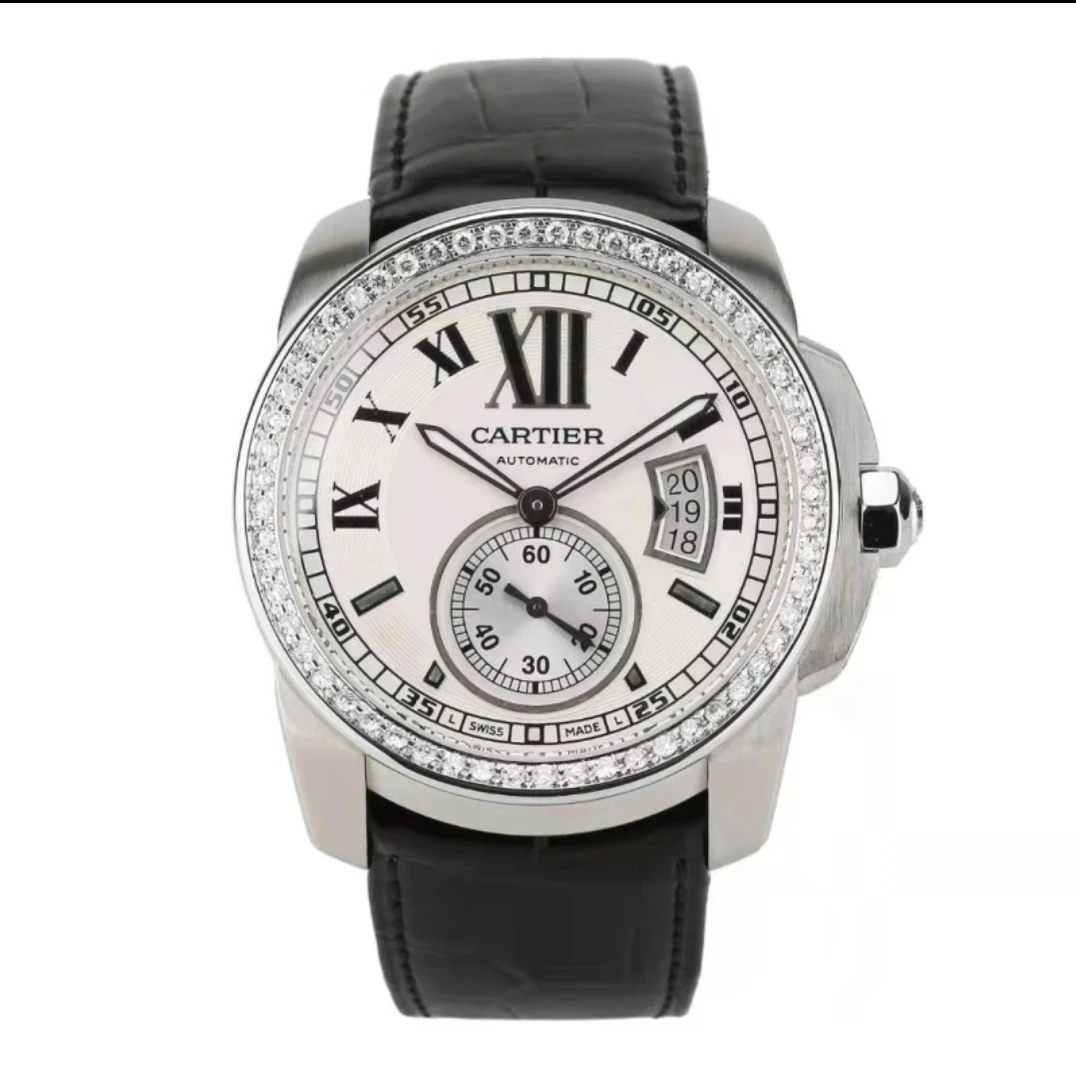 95新 Cartier/卡地亚 卡利博系列机械男表，42mm盘后钻，0405