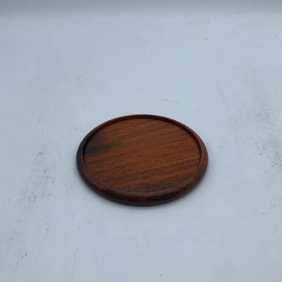 613 大红酸枝整木圆形杯垫