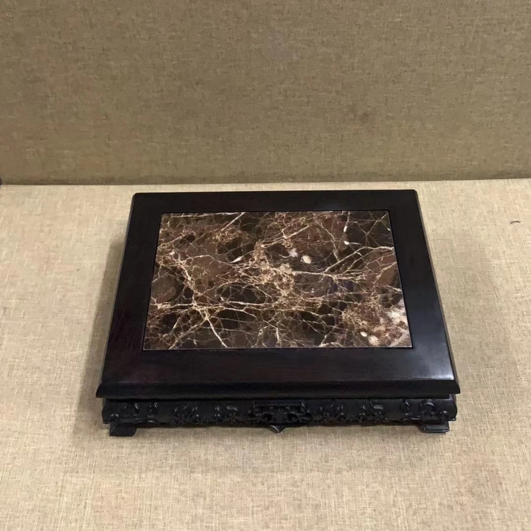 551 紫光檀嵌岩石精工长方摆台