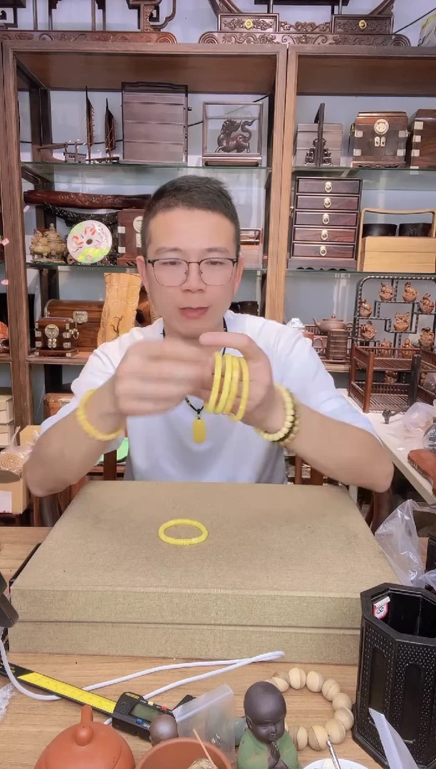 【闪购商品】乌木类书架815 黄色药片珠手串6.8克左右