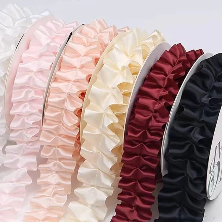 小香风布艺花束裙边鲜花花束装饰黑白裙边褶皱丝带diy材料花店