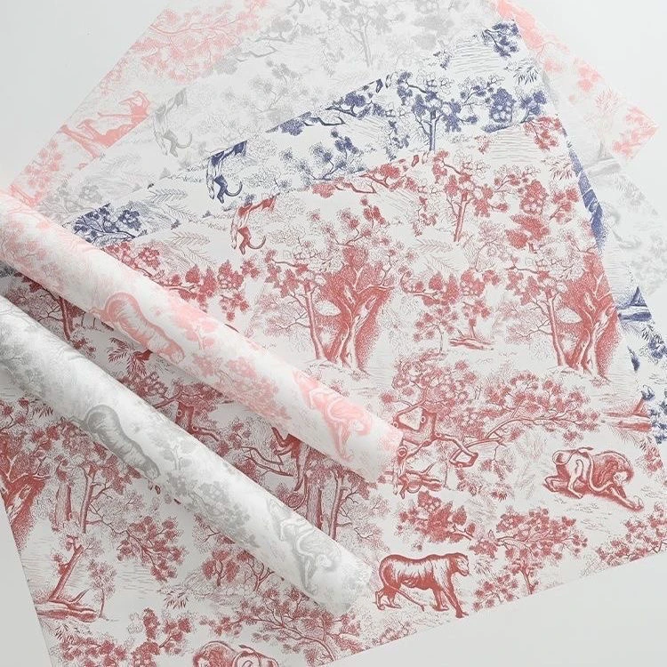 欧式复古午后印花红茶鲜花花束手工花纸牛皮纸花艺材料包装纸艺术