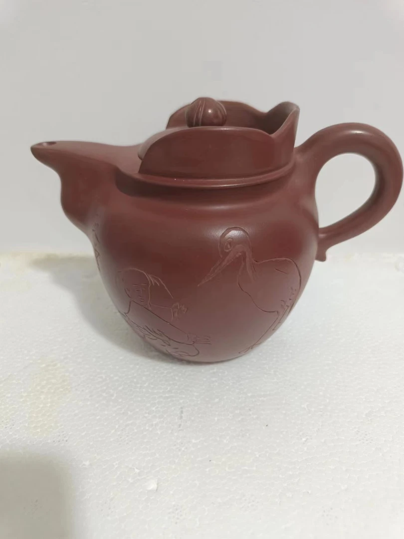 宜兴紫砂壶原矿龙血砂僧帽容量480毫升全手工