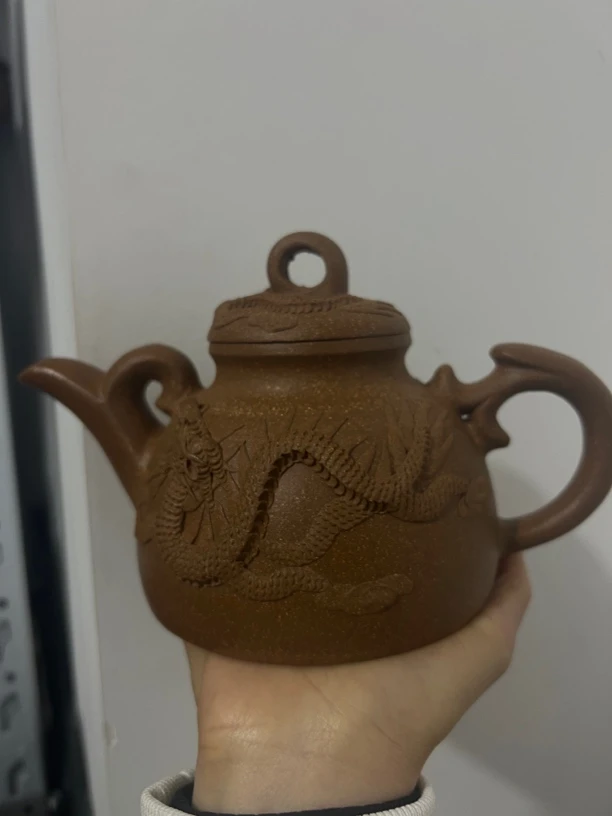 宜兴紫砂壶原矿七彩龙壶粗砂容量600毫升