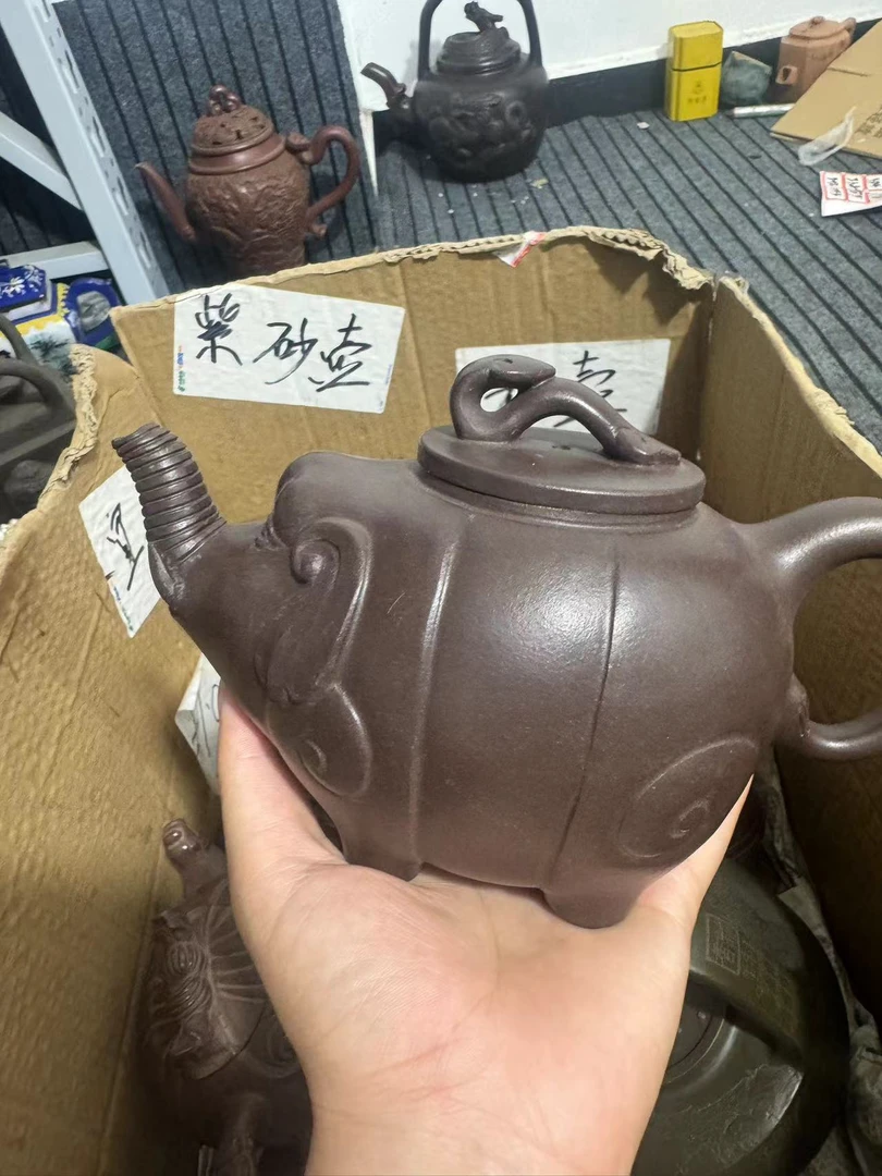 宜兴紫砂壶原矿紫泥480毫升大象